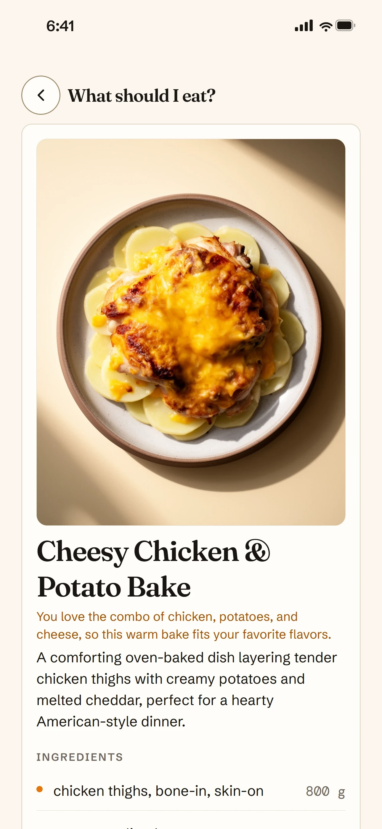 A dish suggested by What should I eat?
