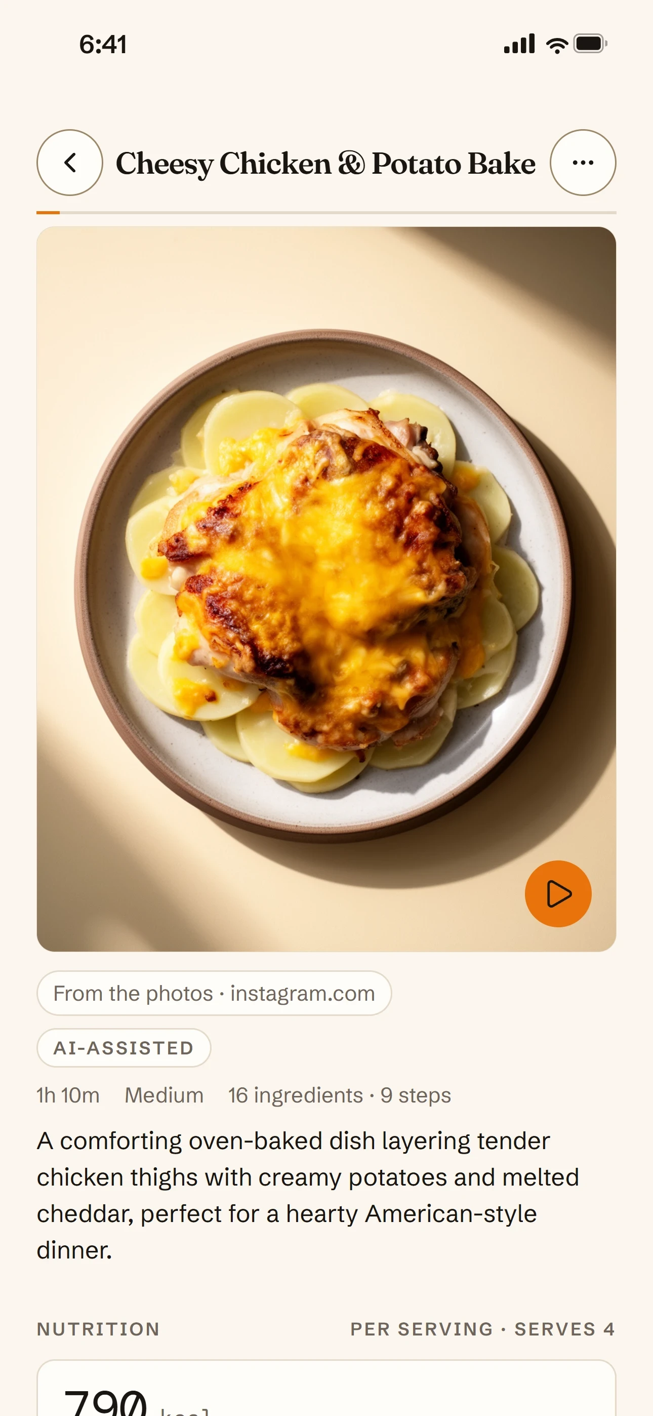 Recipe detail screen